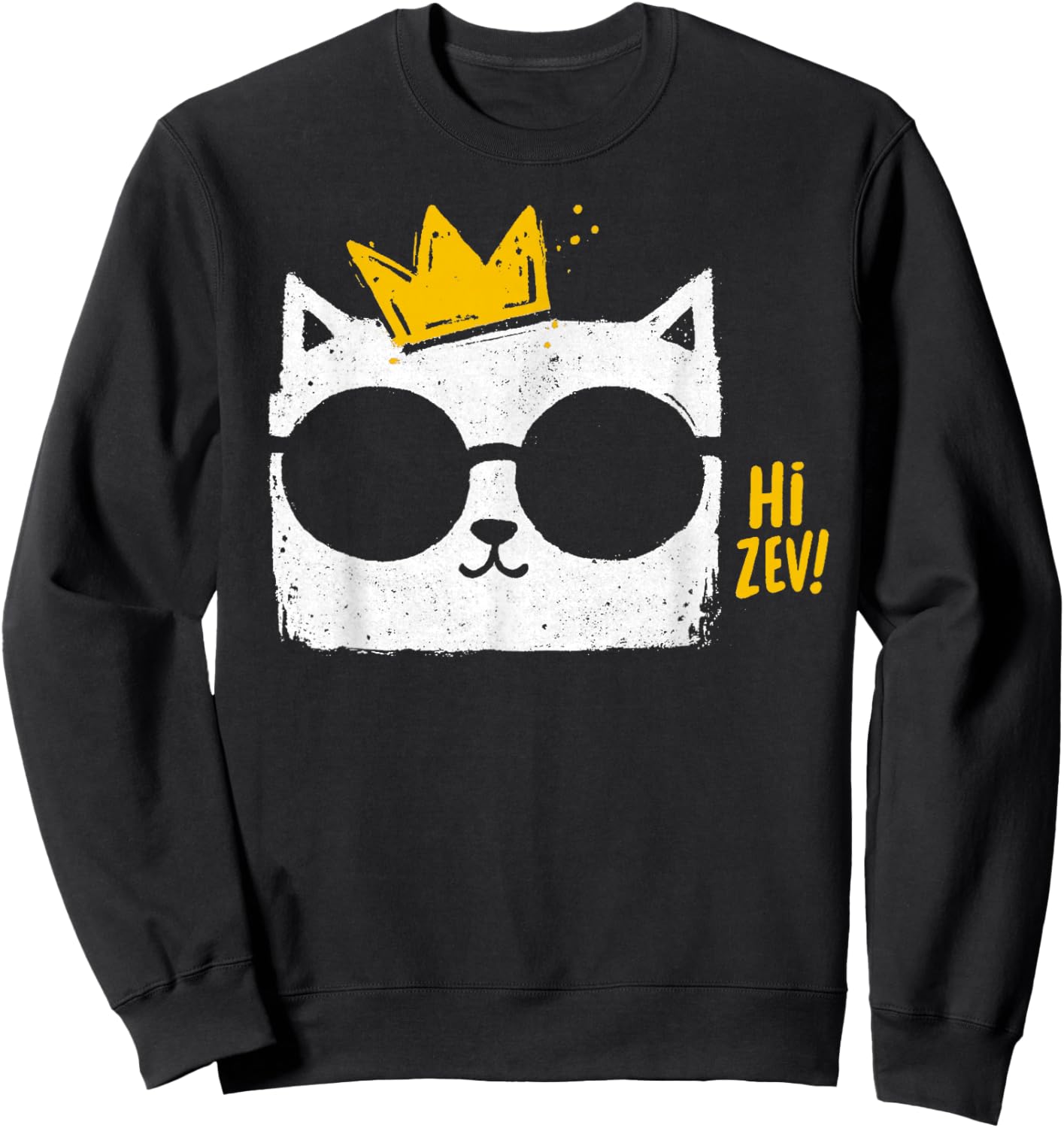 Hi Zev Funny Princess Cat Meme Cute Cat Sweatshirt - Sweatshirt | Black
