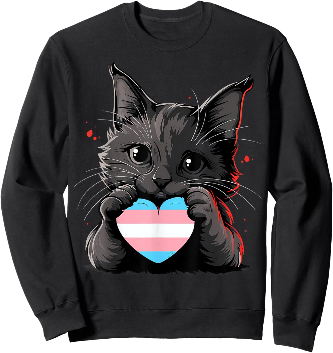Transgender LGBT Cat Trans Transsexuality Transsexual Flag Sweatshirt - Sweatshirt | Black