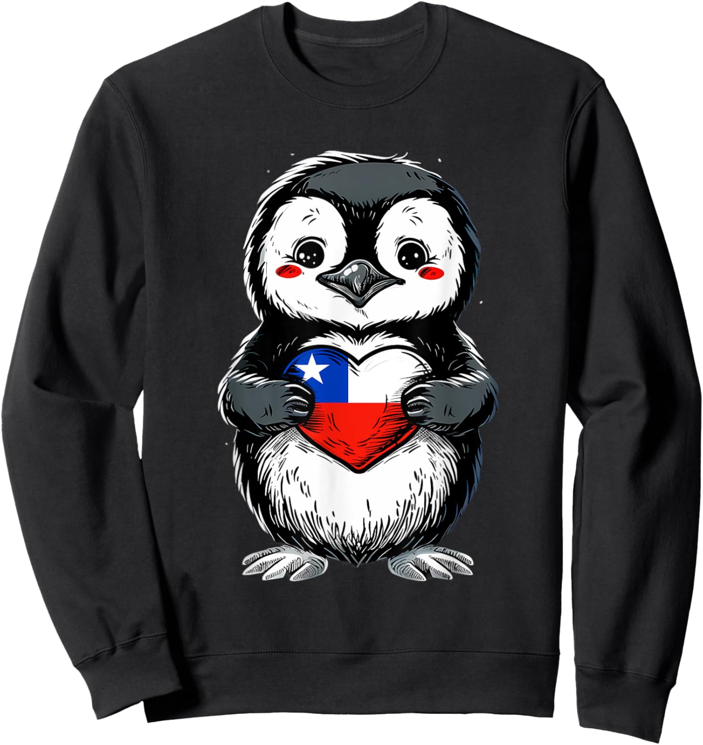 Chile Chilean Flag Heart Penguin Chilean Pride Chilean Roots Sweatshirt - Sweatshirt | Black