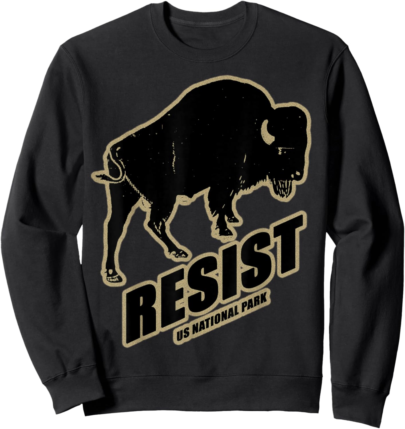 US National Park Resist Service Bison Buffalo Vintage Sweatshirt - Sweatshirt | Black