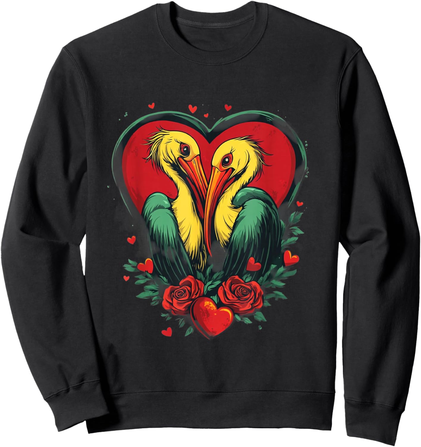 Goblincore Pelican Graphic for Valentines Day Men Women Sweatshirt - Sweatshirt | Black