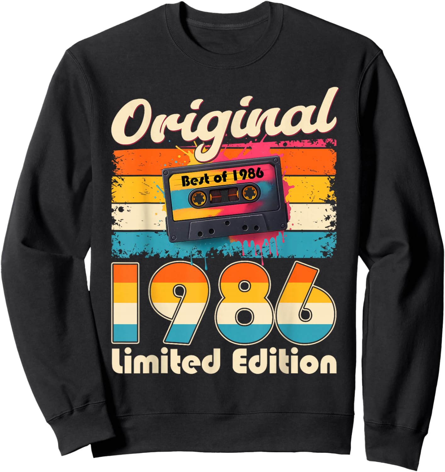 Men's 40th Birthday Gift 1986 Cassette 40 Deco Sweatshirt - Sweatshirt | Black