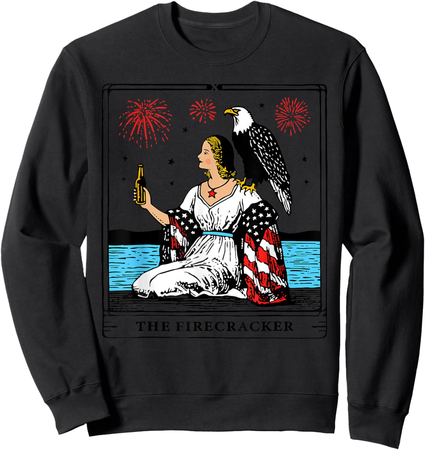Funny Independence Day, The Firecracker Tarot Card Sweatshirt - Sweatshirt | Black