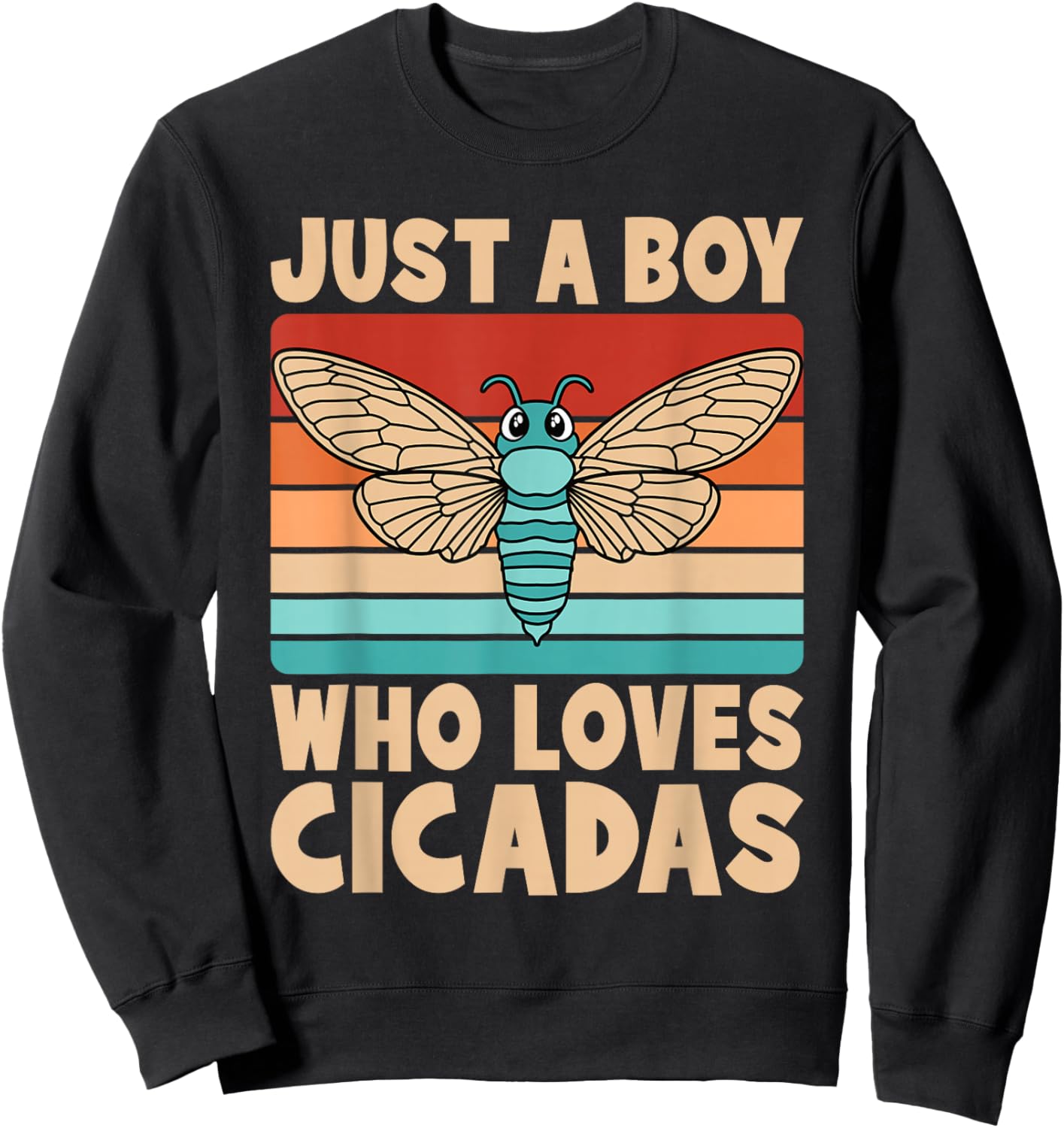 Just A Boy Who Loves Cicadas Funny Cicada Insect Boys Kids Sweatshirt - Sweatshirt | Black