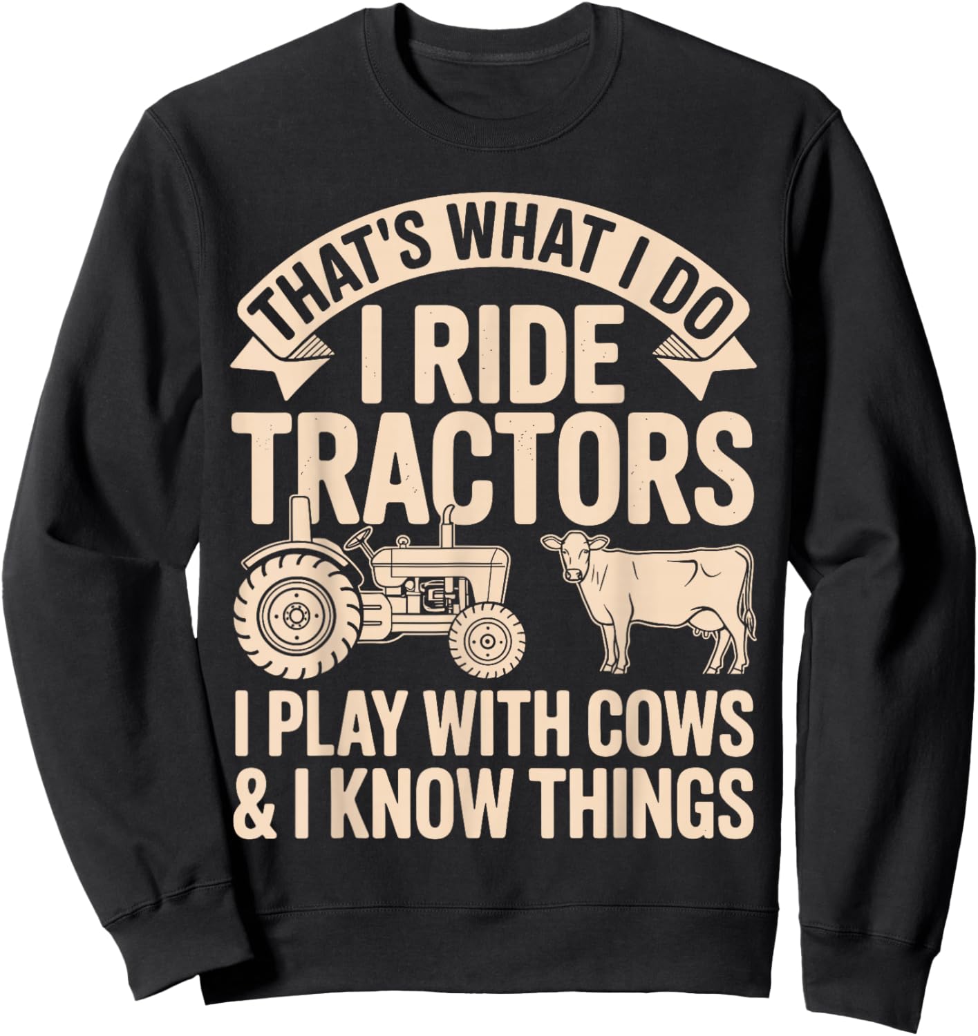 Funny Tractor Art Women Kids Farm Tractor Lovers Sweatshirt - Sweatshirt | Black