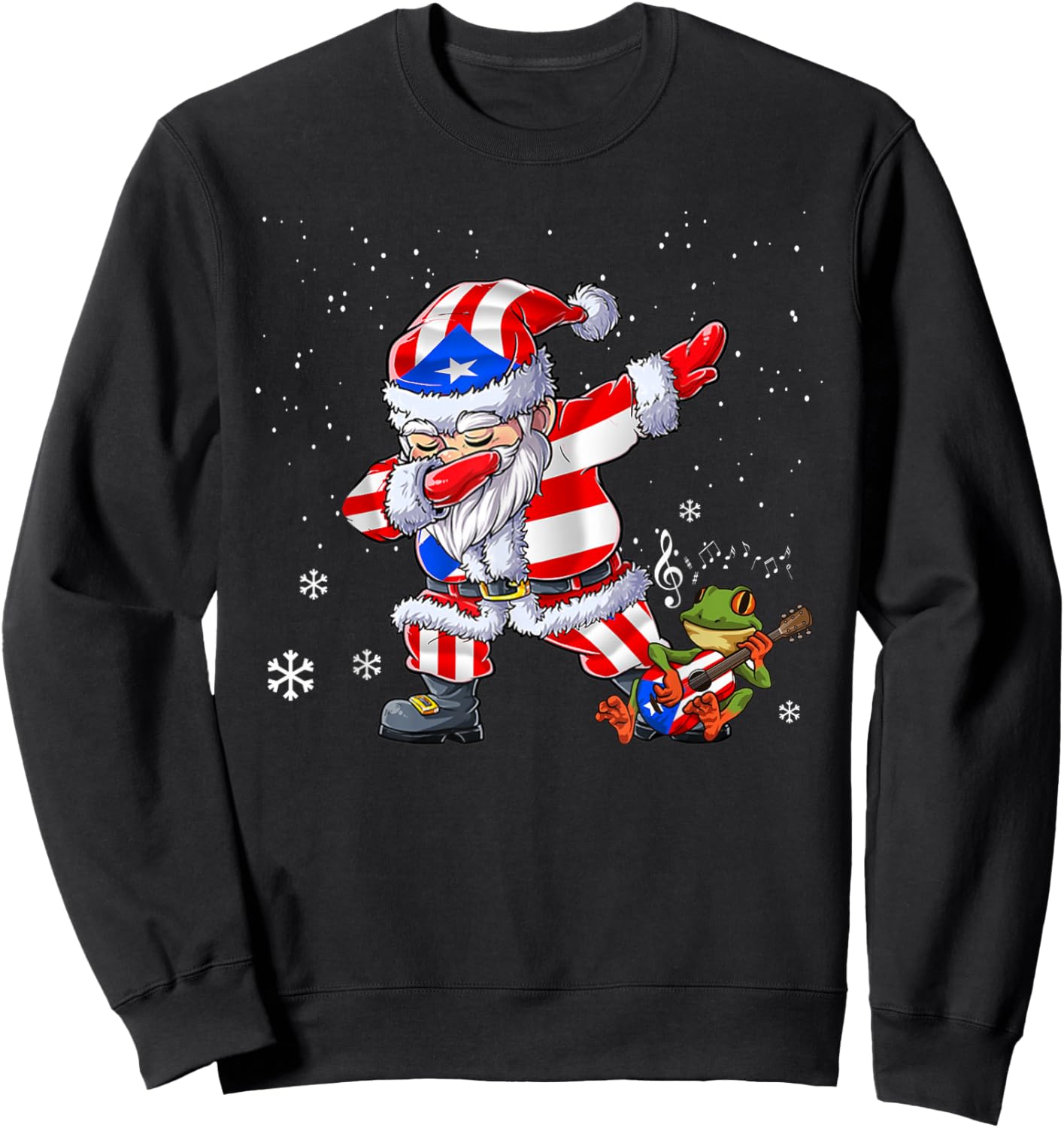 Dabbing Puerto Rico Santa Claus Christmas Boys Men Funny Dab Sweatshirt - Sweatshirt | Black