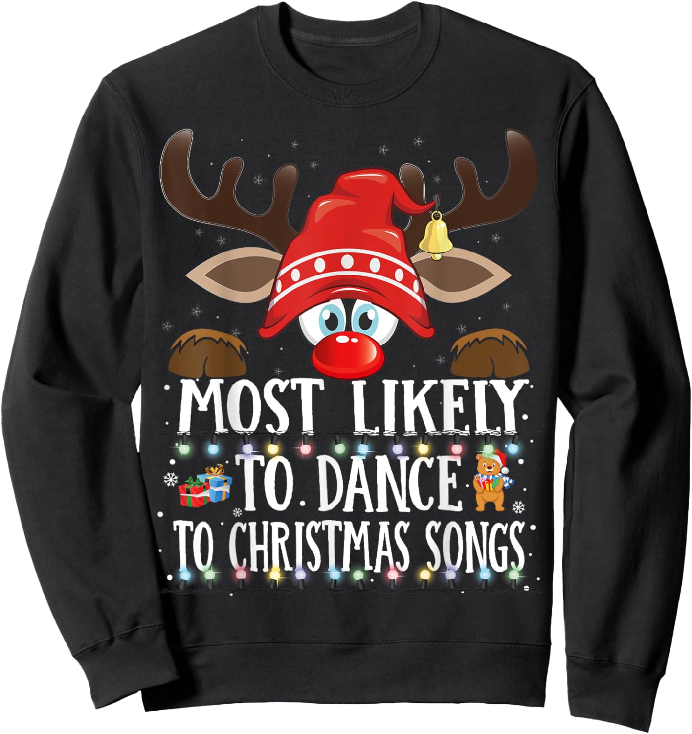 Christmas Matching Most Likely To Dance To Xmas Songs PJS Sweatshirt - Sweatshirt | Black