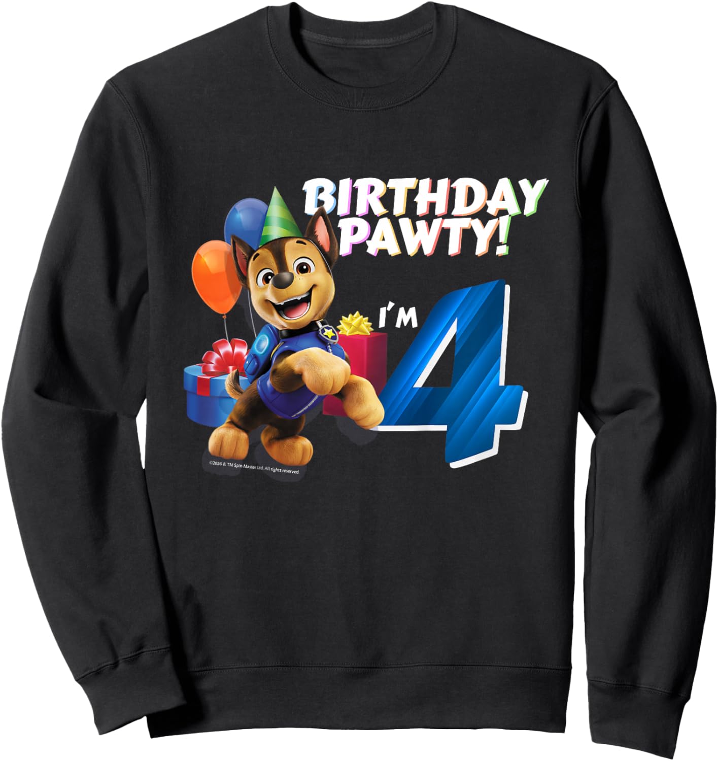 Official Paw Patrol Chase Birthday Party I'm 4 Sweatshirt - Sweatshirt | Black