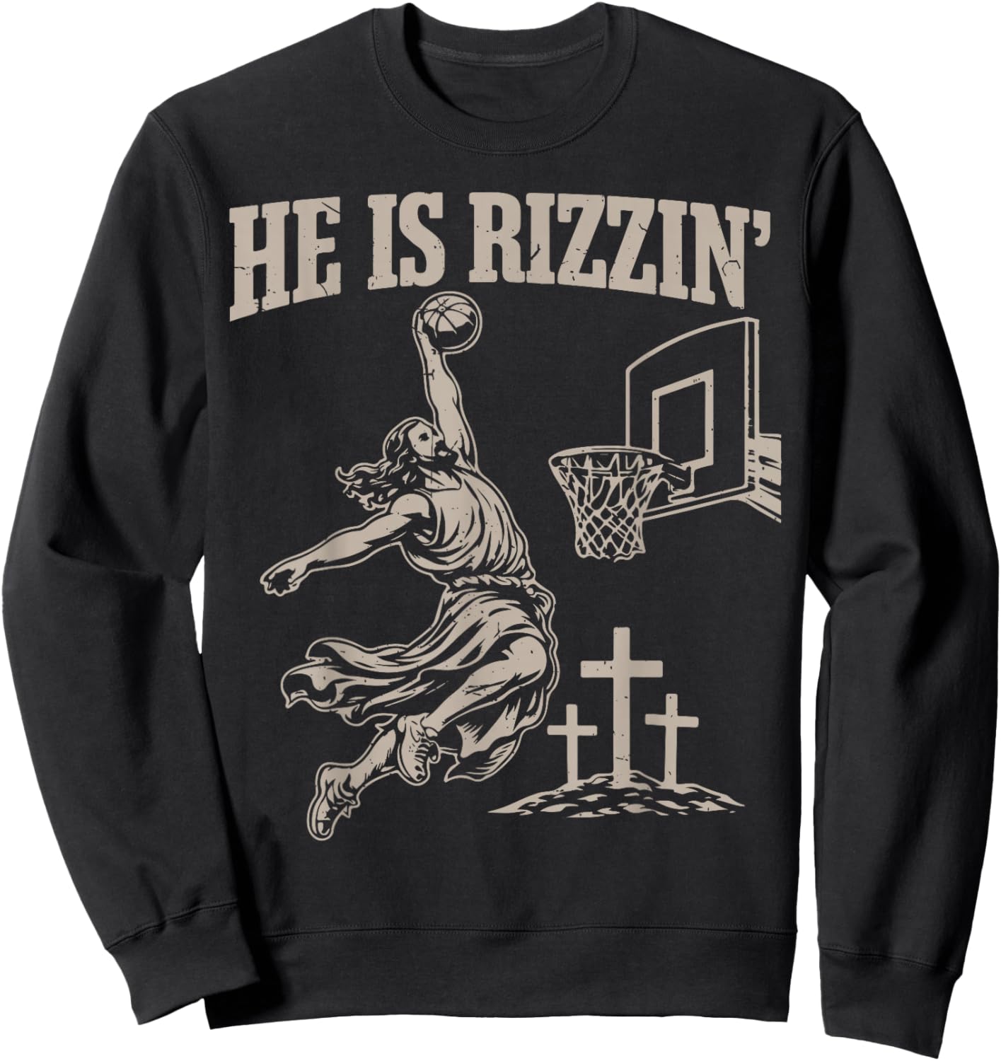 Boy He Has Risen Jesus Basketball Christian Easter Men Youth Sweatshirt - Sweatshirt | Black