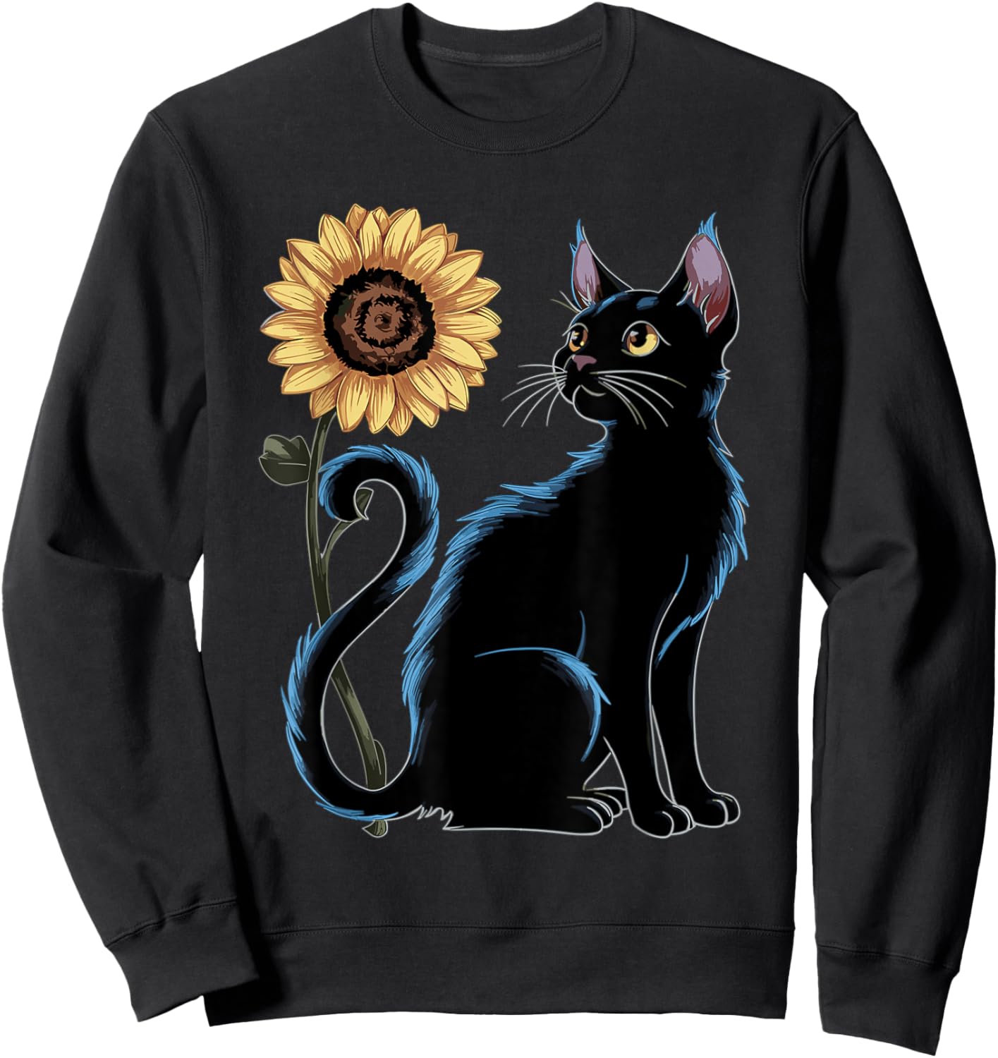 Cat Sunflower Lovers Cat Sweatshirt - Sweatshirt | Black