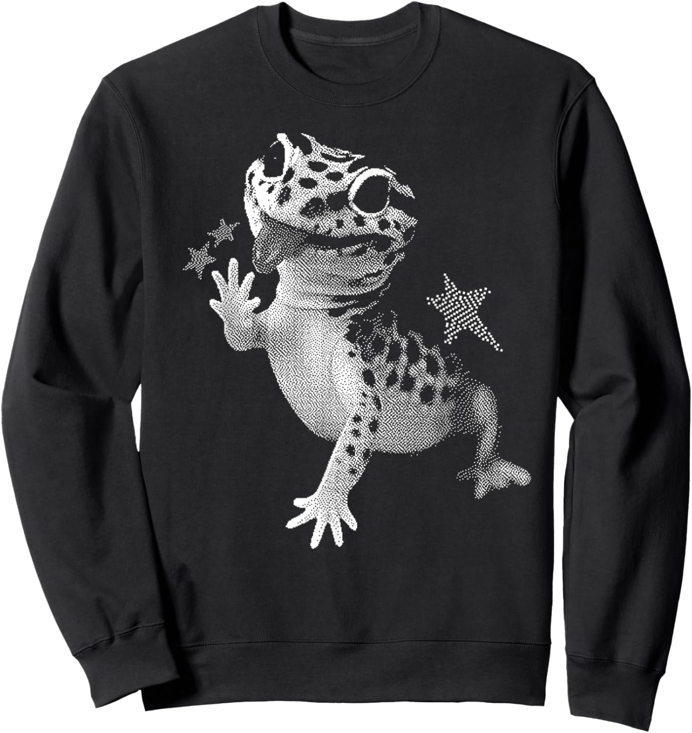 Retro Funny Leopard Gecko Meme Starry Cute Pet Lover Silly Sweatshirt - Sweatshirt | Black