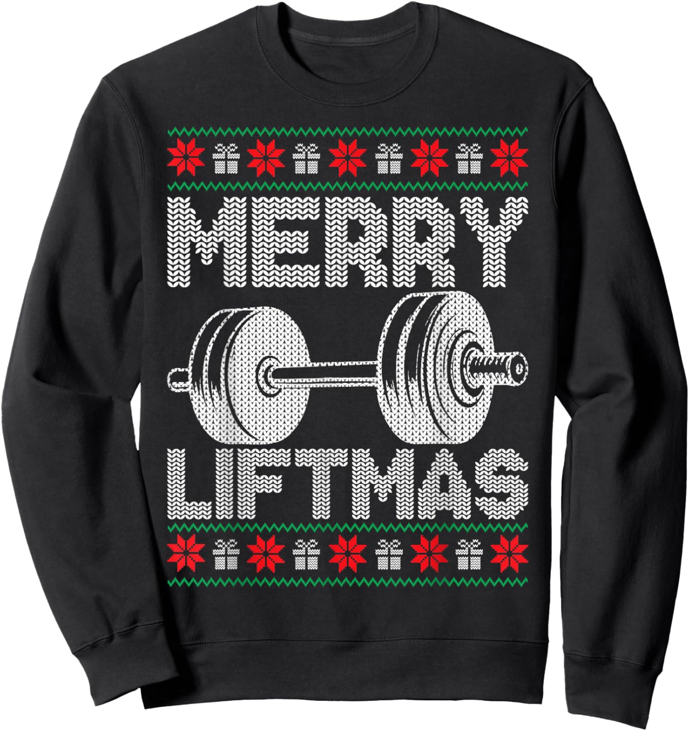 Merry Liftmas Ugly Christmas Gym Workout Funny Fitness Sweatshirt - Sweatshirt | Black