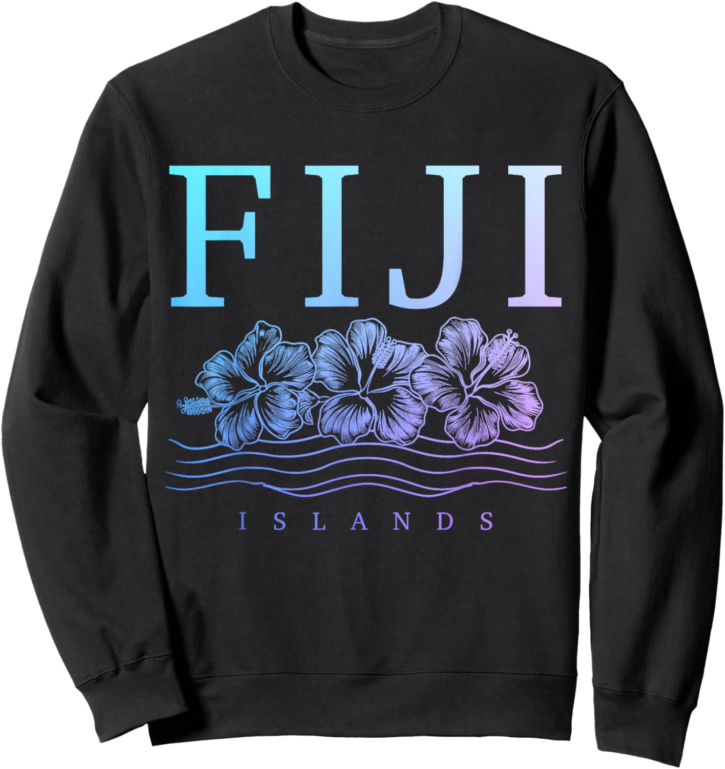 Fiji Islands Hibiscus Flowers Beach Surfer Souvenir Sweatshirt - Sweatshirt | Black