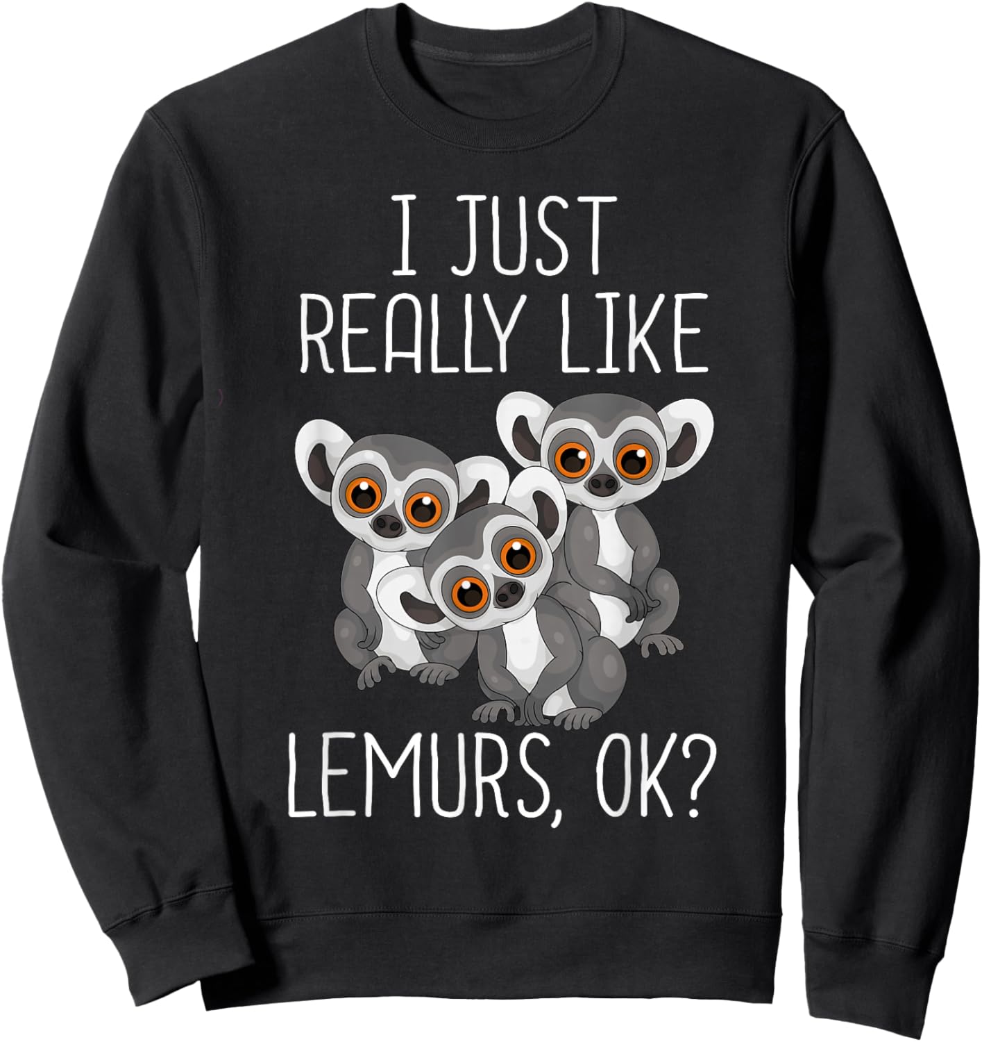 Cute Baby Lemur Monkey Lover Kids Lemur Sweatshirt - Sweatshirt | Black