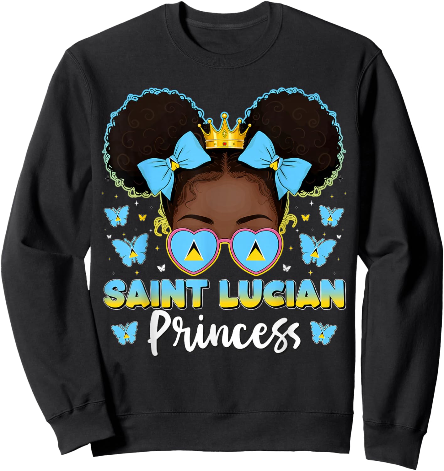 Lucian Princess Saint Lucia Flag Proud St Lucian Women Sweatshirt - Sweatshirt | Black