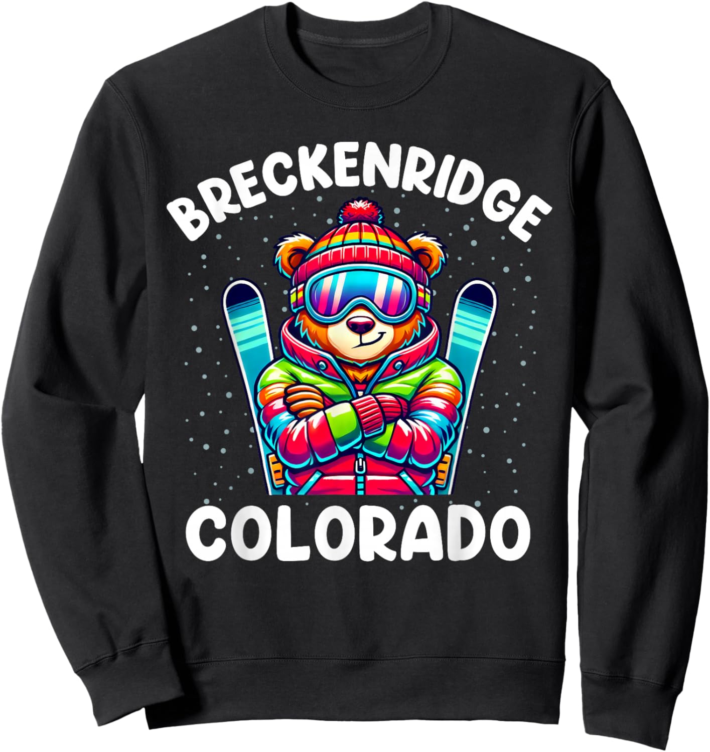 Breckenridge Colorado Ski Family Trip Cute Bear for Kids Sweatshirt - Sweatshirt | Black