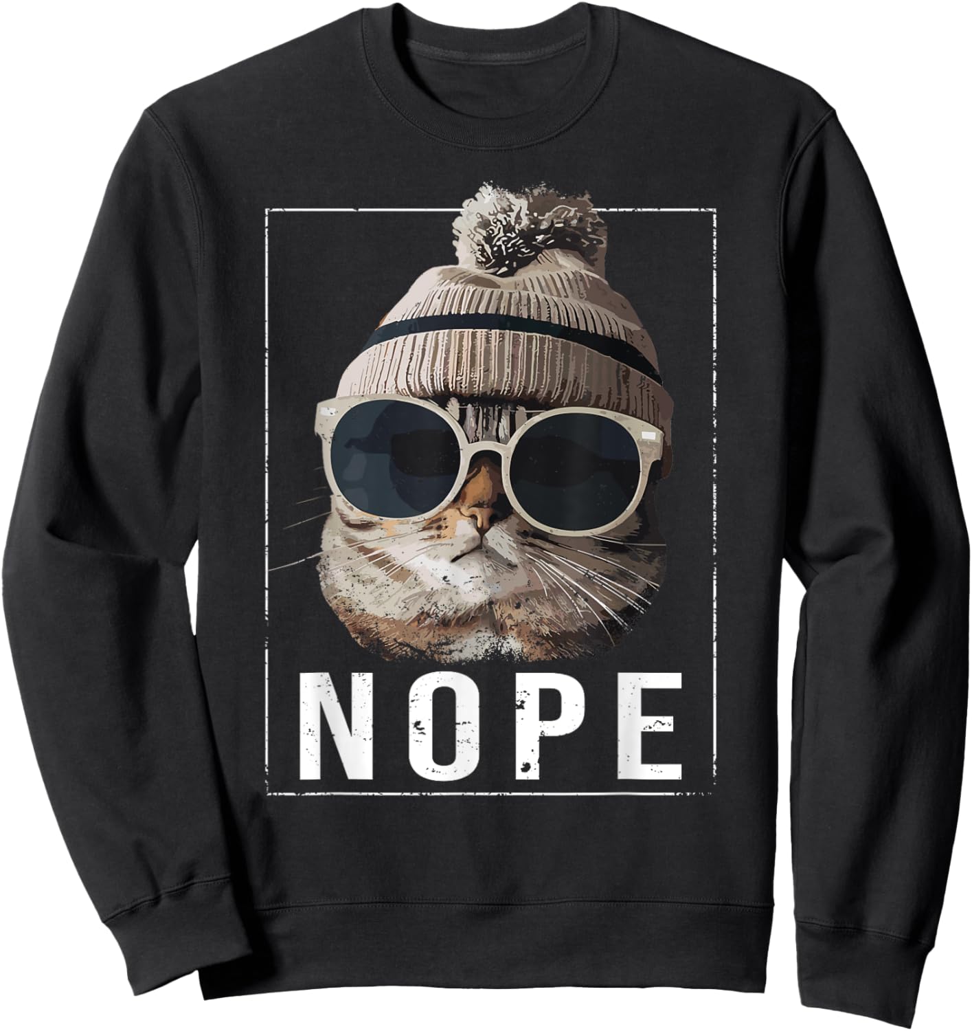 Funny Cat Nope Sweatshirt - Sweatshirt | Black