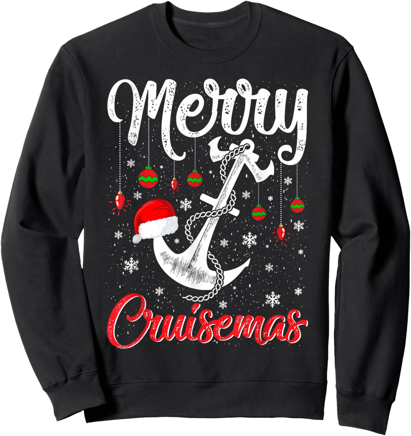 Merry Cruisemas Ugly Christmas Sweater Cruise Ship Sweatshirt - Sweatshirt | Black