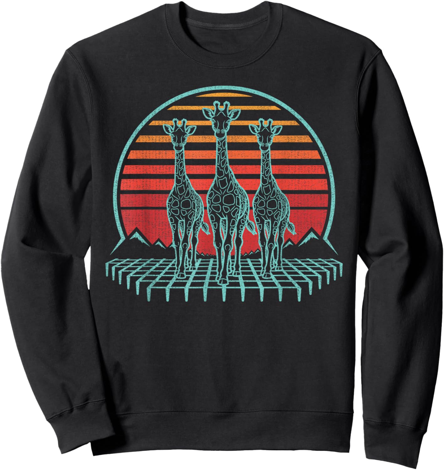 Giraffe Lover Animal Retro Vintage 80s Sweatshirt - Sweatshirt | Black