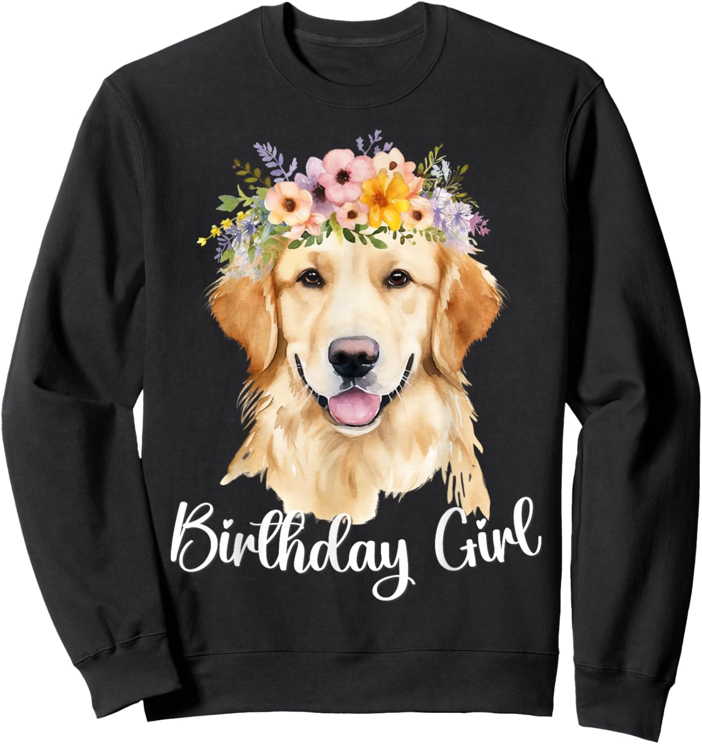 Dog Birthday Girl Golden Retriever Mom Birthday Party outfit Sweatshirt - Sweatshirt | Black