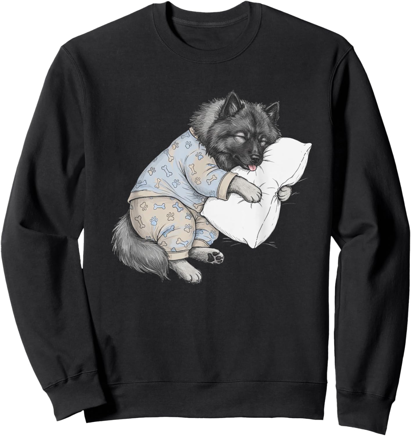Funny Sleepy Keeshond Pajama Men Women Kids Sweatshirt - Sweatshirt | Black