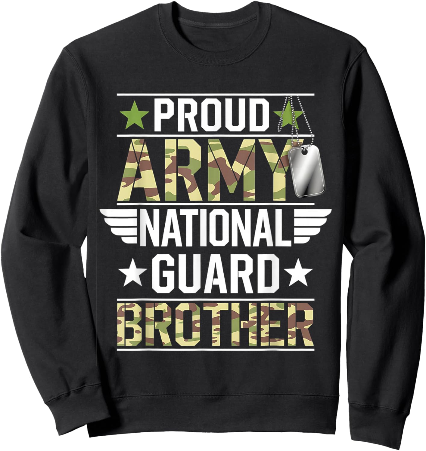 Proud Army National Guard Brother Veterans Day American Flag Sweatshirt - Sweatshirt | Black