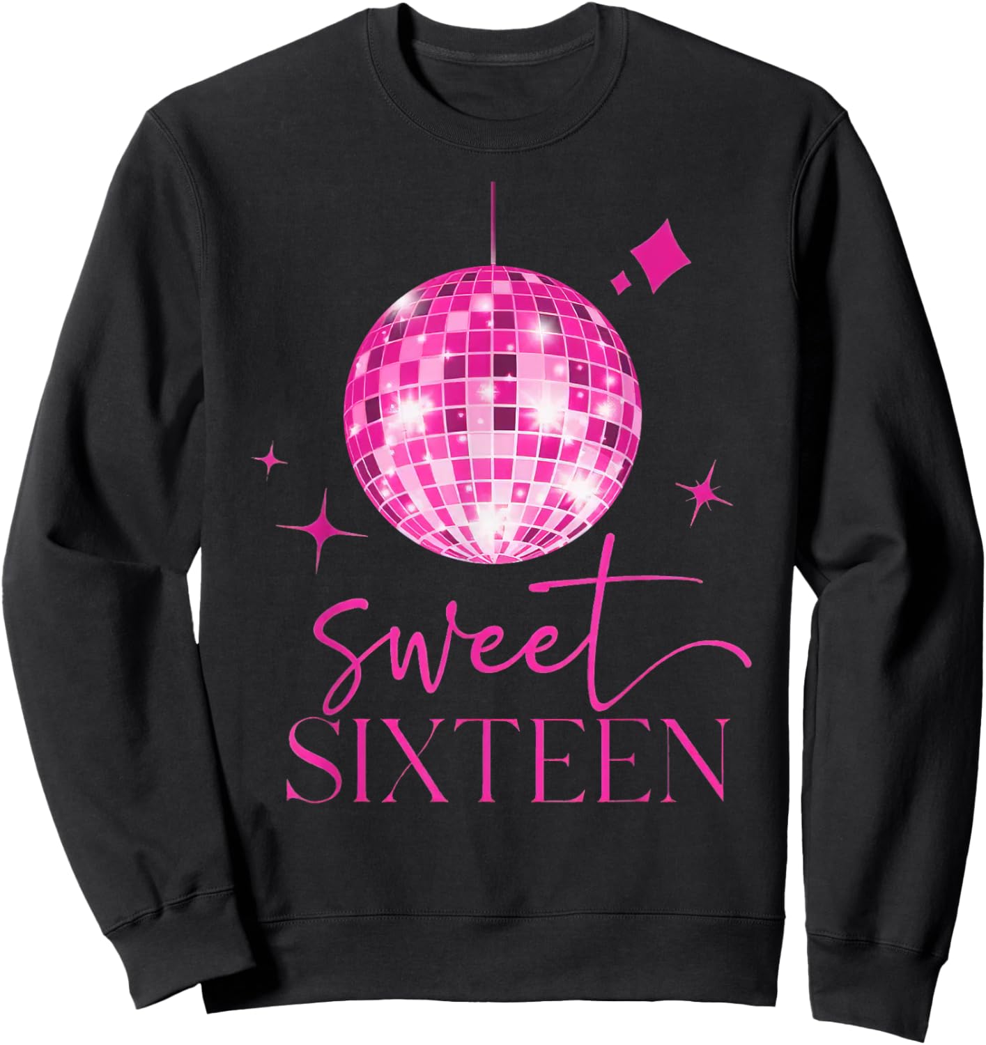 Sweet 16 Year Old 16th Birthday Queen Girls Disco Party Sweatshirt - Sweatshirt | Black