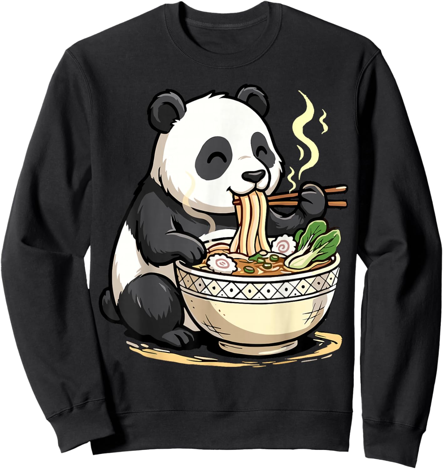 Panda Eating Funny Ramen Noodles Sweatshirt - Sweatshirt | Black