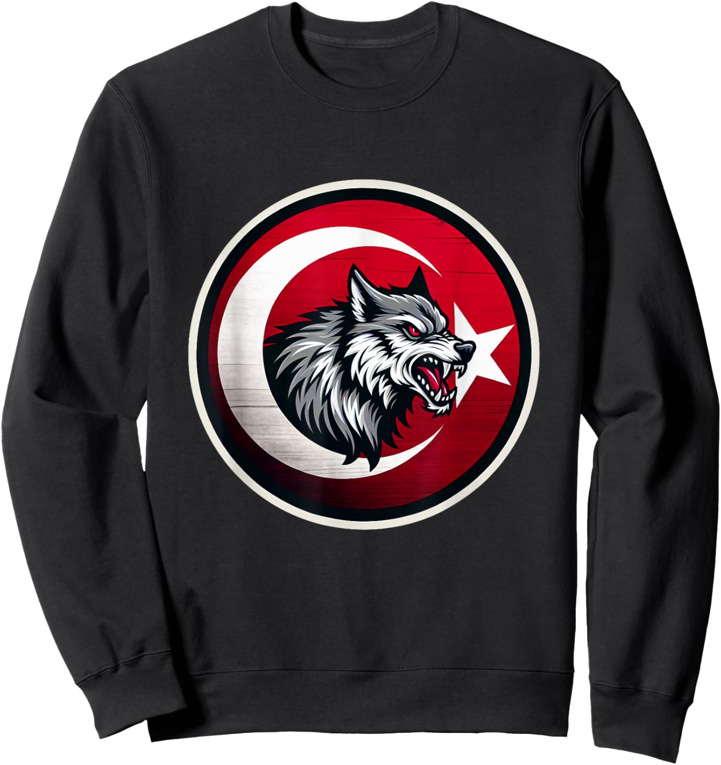 Vintage Turkish Banner Fan Turkey Flag Türkiye Retro Wolf Sweatshirt - Sweatshirt | Black