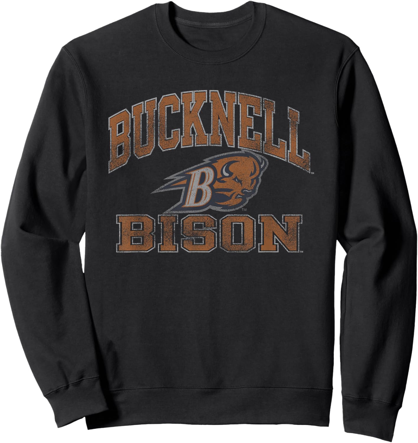 Bucknell Bison Vintage Worn Navy Officially Licensed Sweatshirt - Sweatshirt | Black