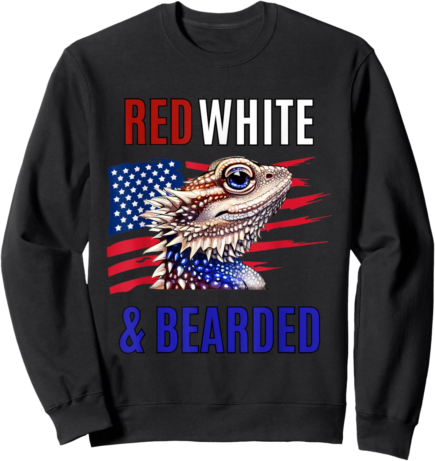 Bearded Dragon American Flag 4th of July Independence Day Sweatshirt - Sweatshirt | Black