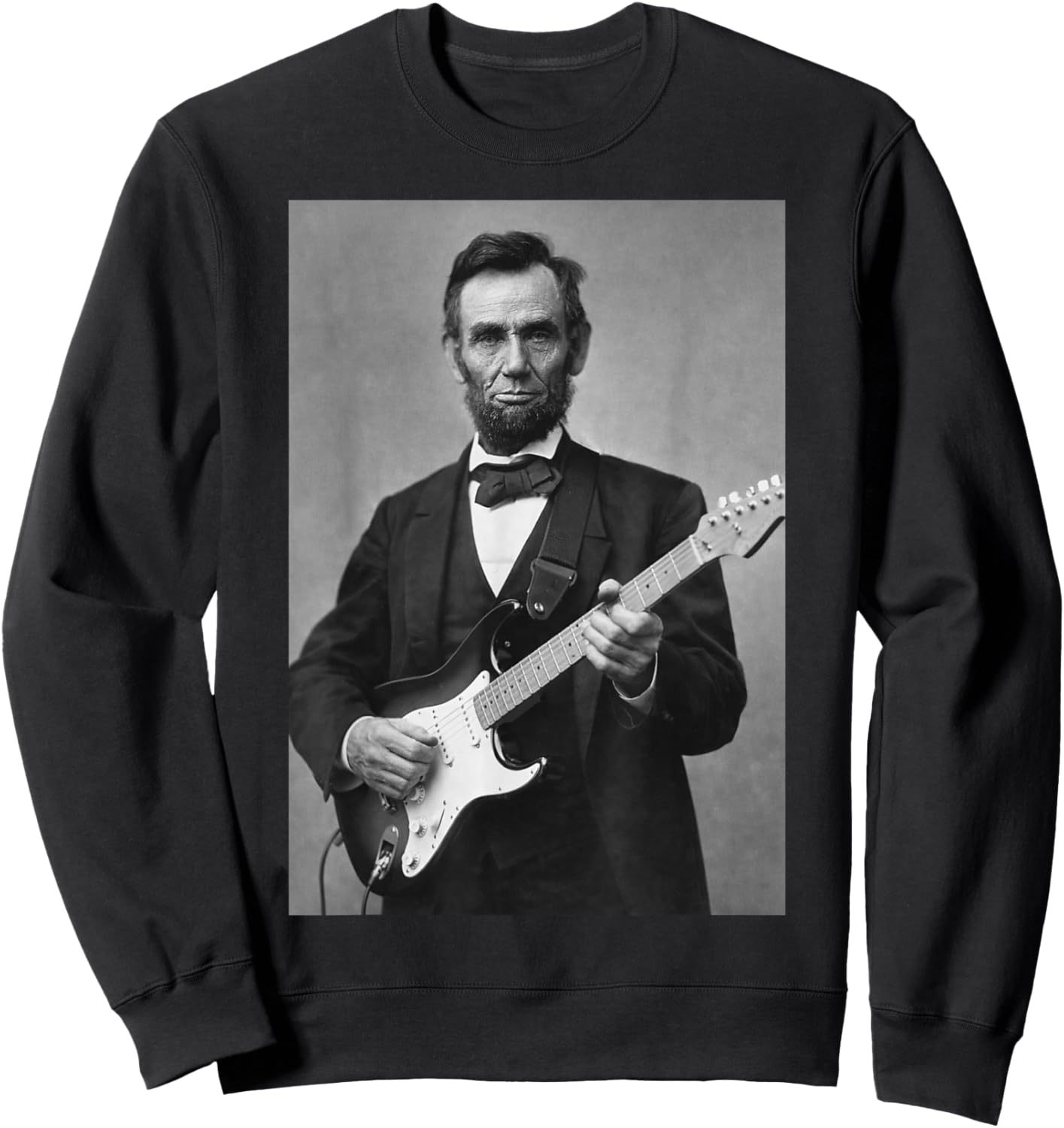 Abraham Lincoln Playing an Electric Guitar Sweatshirt - Sweatshirt | Black