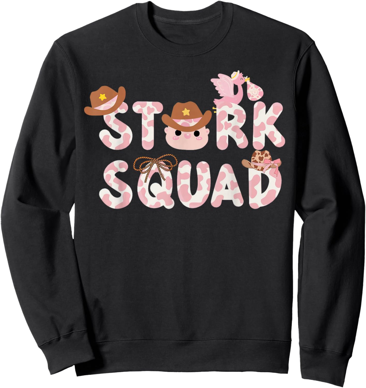 Western Labor And Delivery Nurse Stork Squad Nurse Week Sweatshirt - Sweatshirt | Black