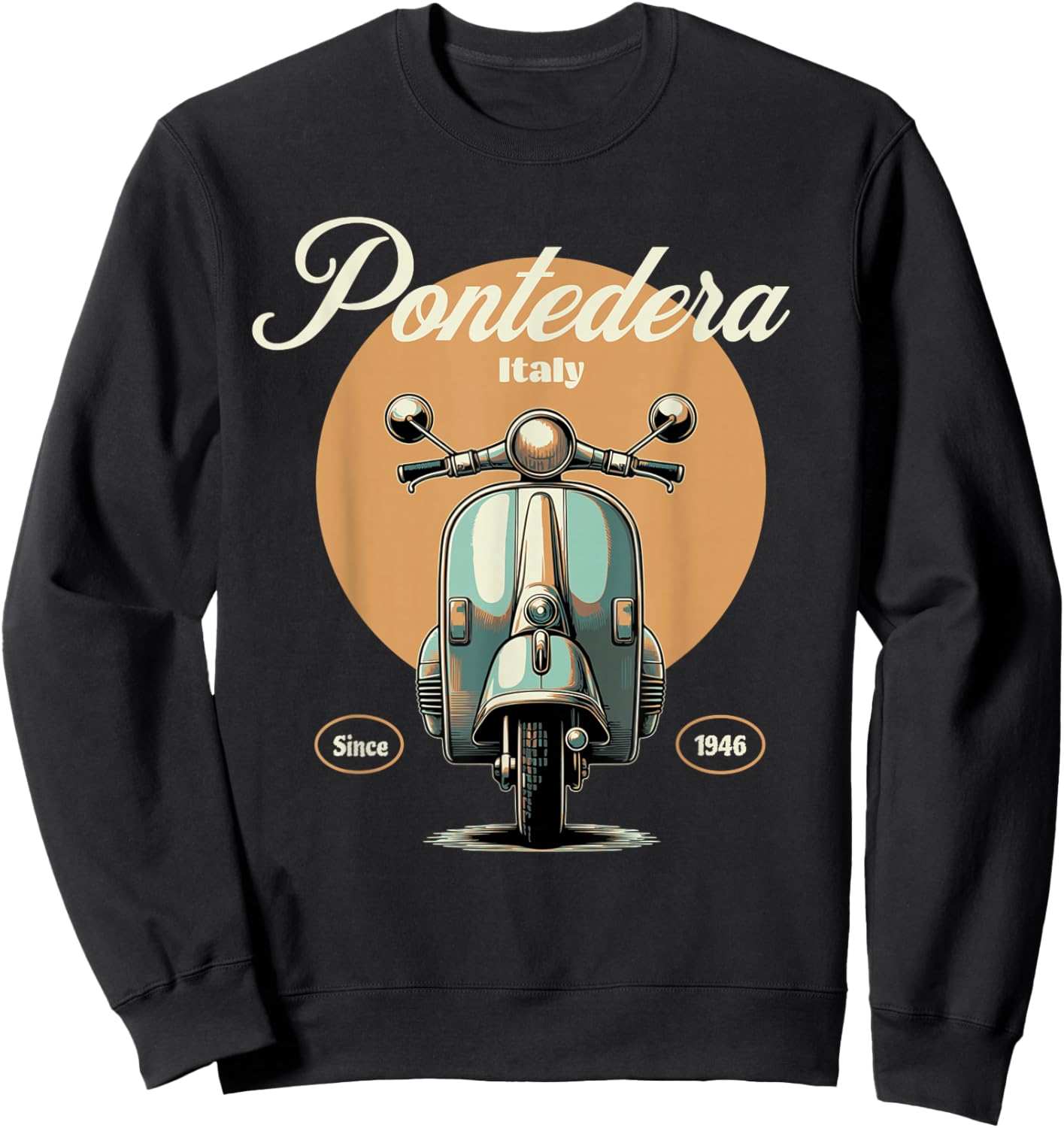 Pontedera Italy | Vintage Italian Scooter| Tuscany Travel Sweatshirt - Sweatshirt | Black