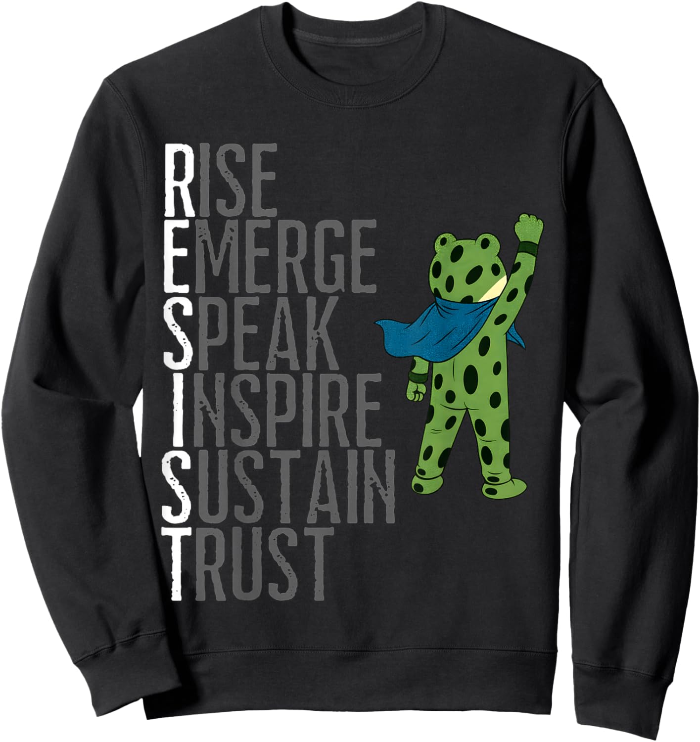 Portland Frog Protest Resist Vintage Art Sweatshirt - Sweatshirt | Black