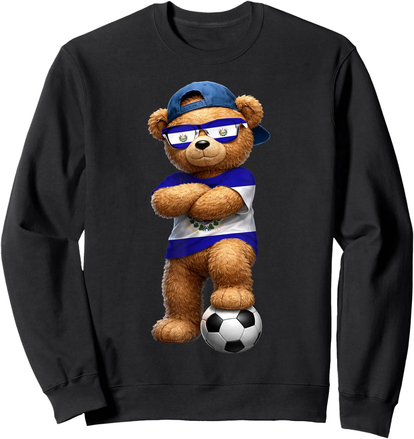 Salvadoran Flag Teddy Player Sports Outfit for El Salvador Sweatshirt - Sweatshirt | Black