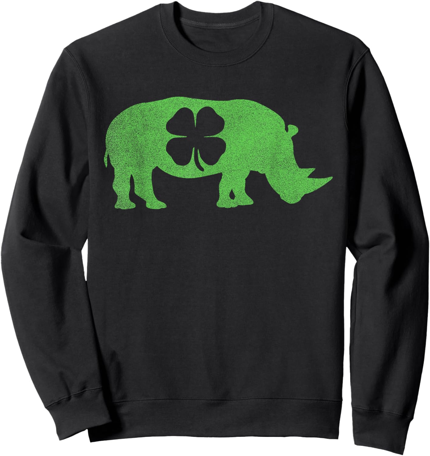 Rhino Rhinoceros - Shamrock St. Patrick's Day Saint Paddy's Sweatshirt - Sweatshirt | Black