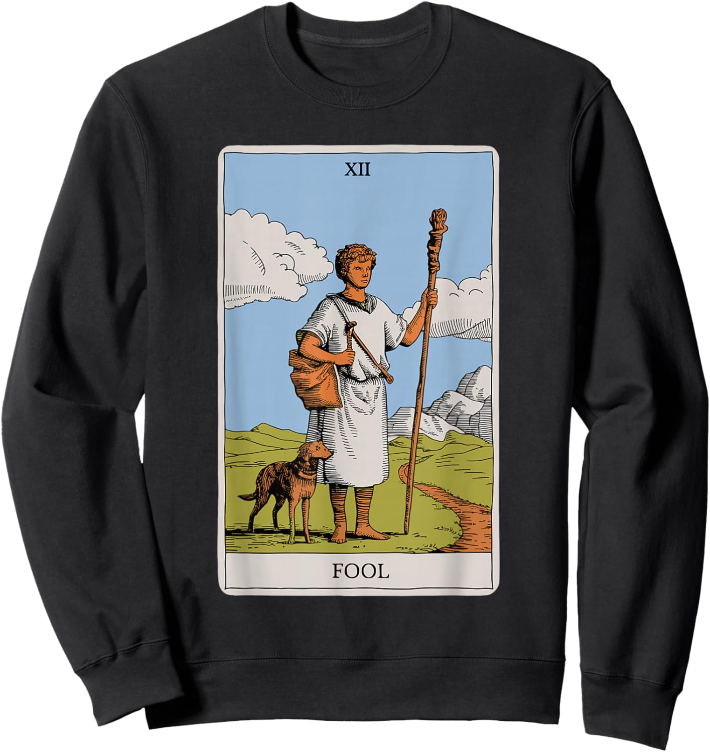The Fool Tarot Card Vintage Design Sweatshirt - Sweatshirt | Black