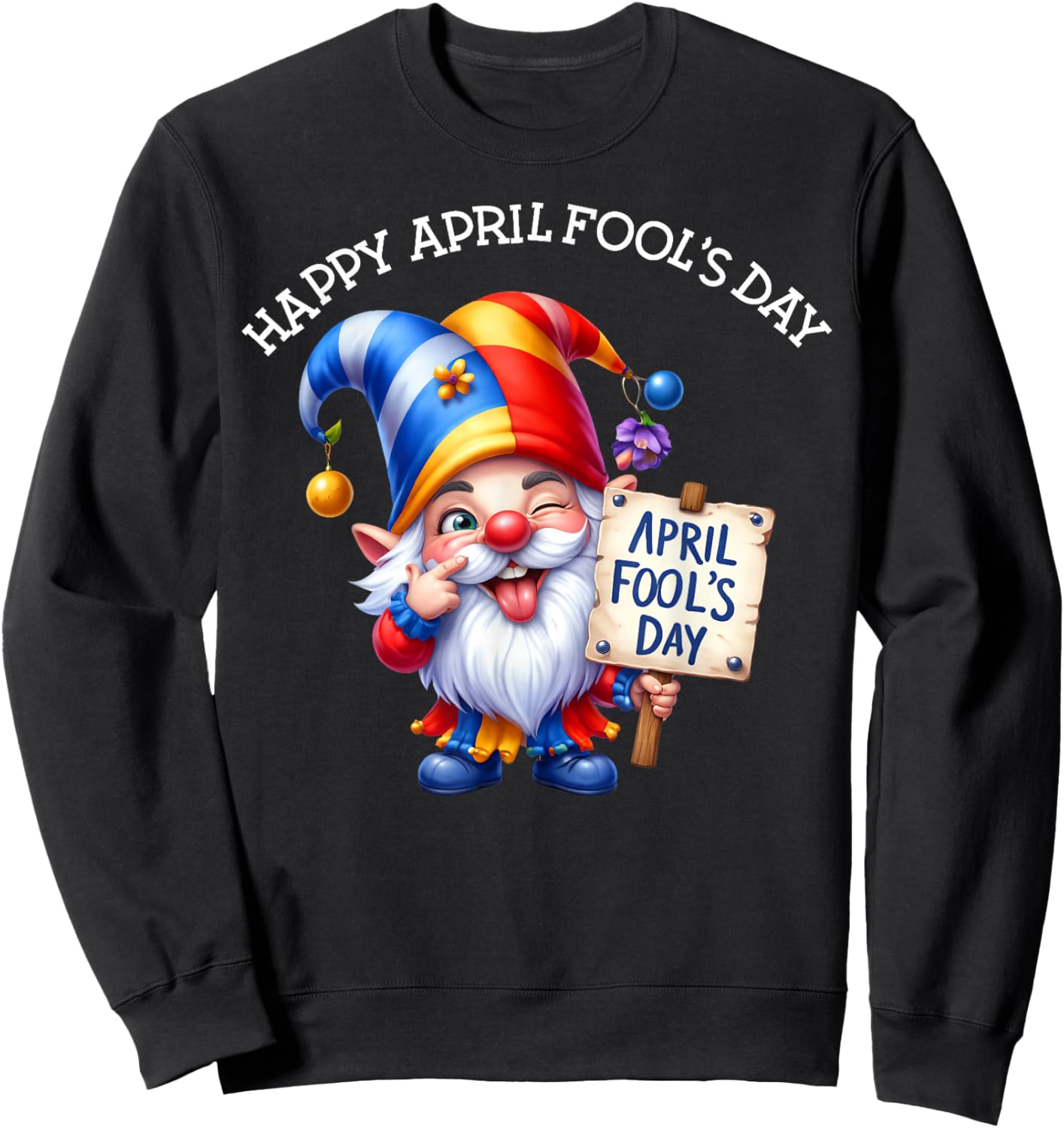 April Fool's Day 1st April Jokes Gnome Women Kid Sweatshirt - Sweatshirt | Black
