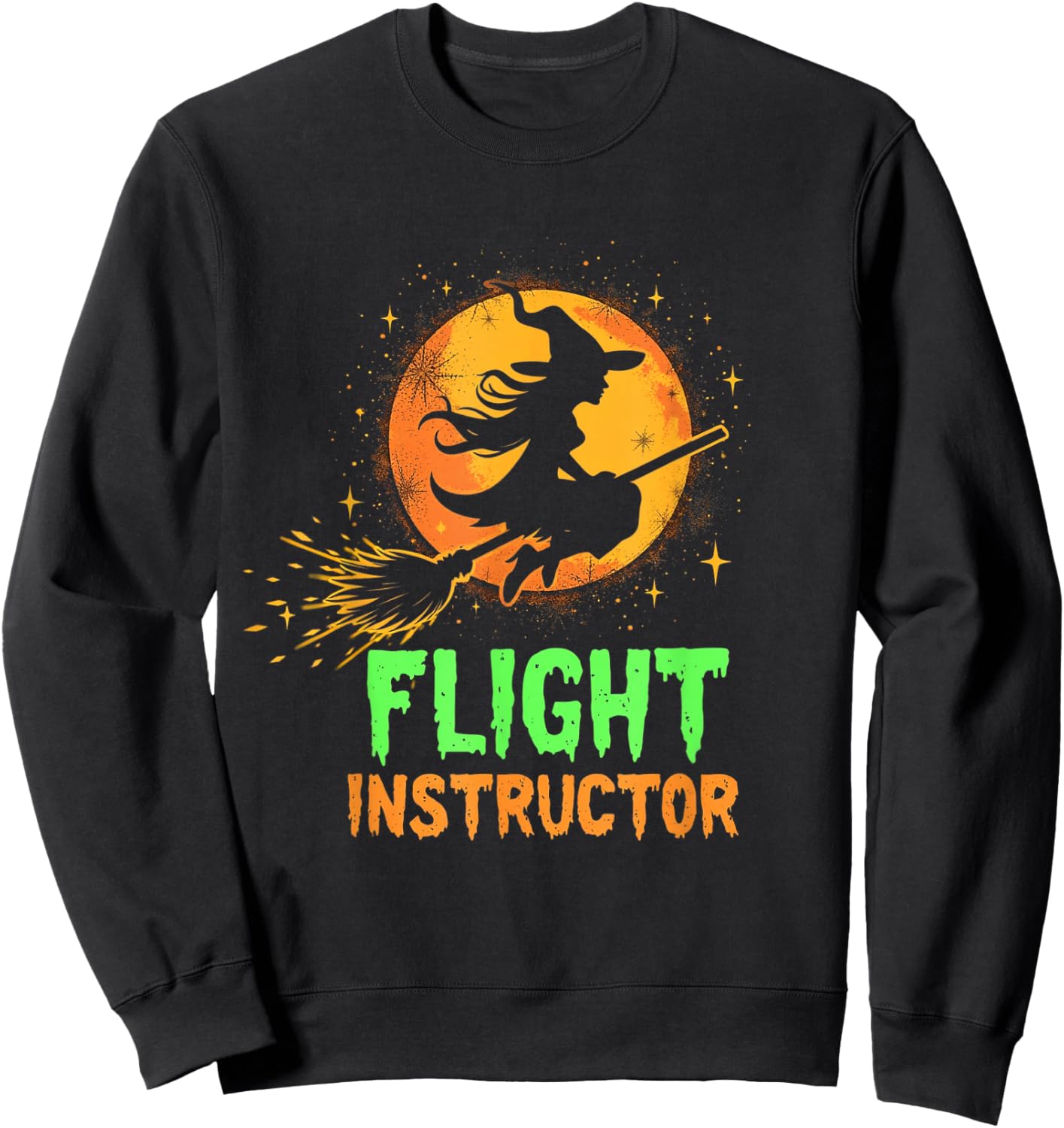 FLIGHT INSTRUCTOR Witch Broomstick Sweatshirt - Sweatshirt | Black