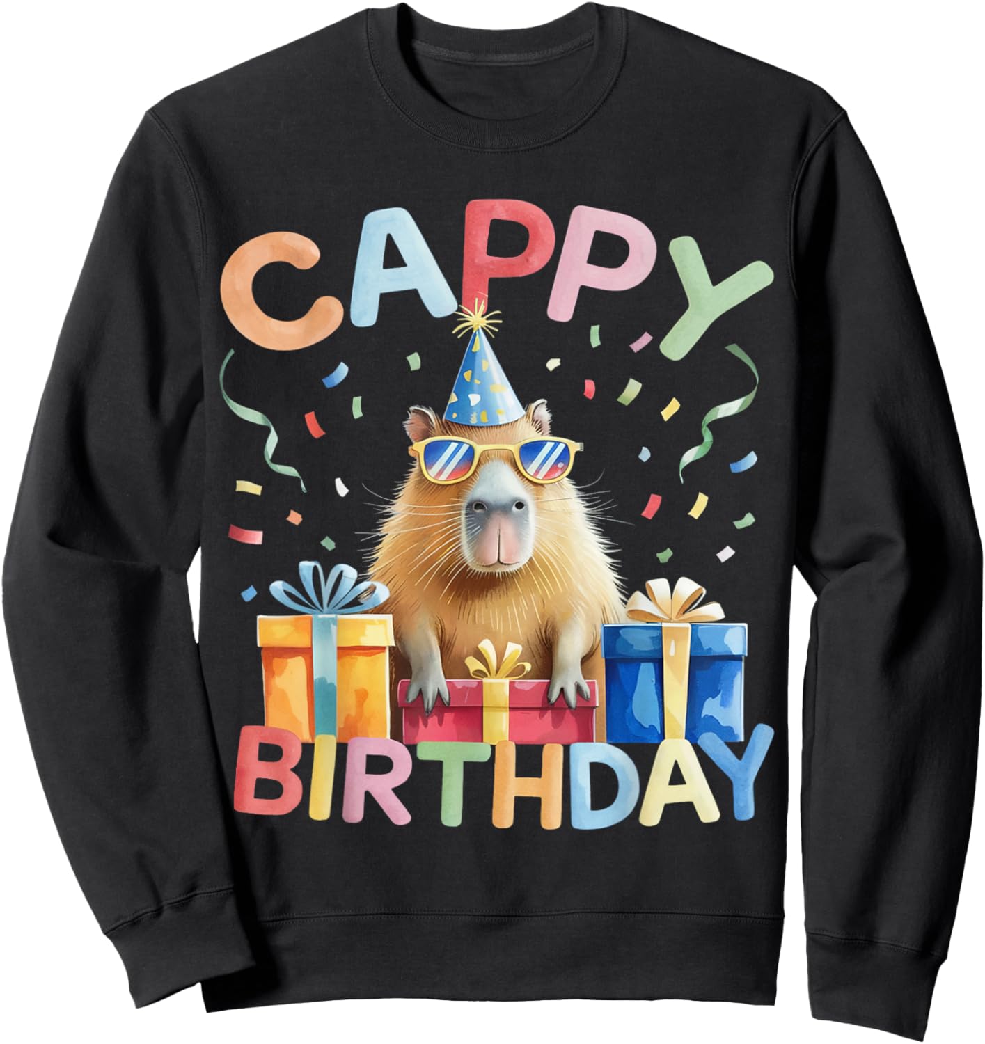 Cap Birthday Capybara Lover Girl Boy Kids Birthday Party Sweatshirt - Sweatshirt | Black