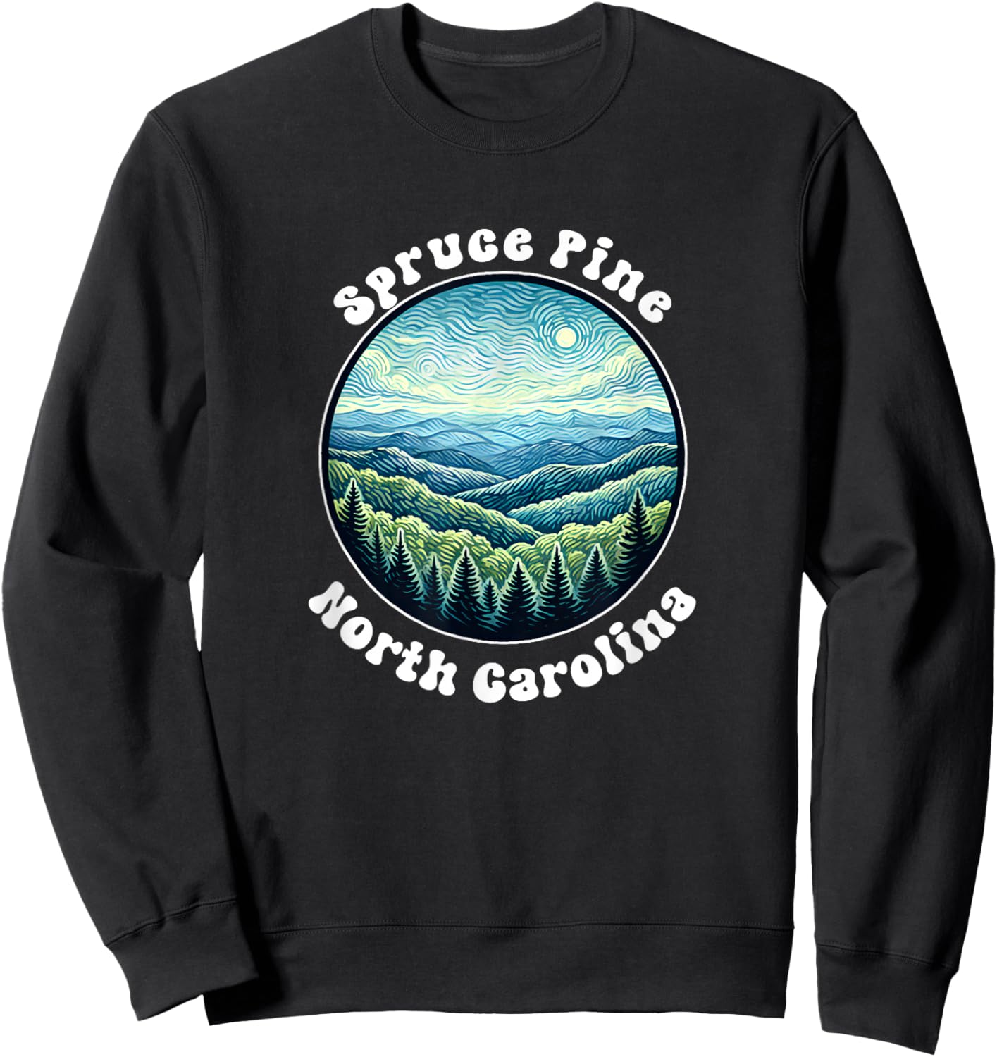Spruce Pine North Carolina Mountain Forest Vacation Souvenir Sweatshirt - Sweatshirt | Black
