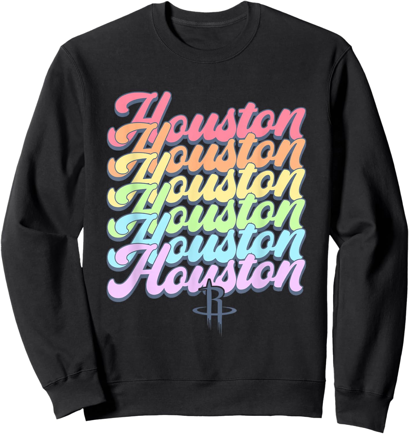 NBA Houston Rockets Pastel Rainbow Pride Stack Sweatshirt - Sweatshirt | Black