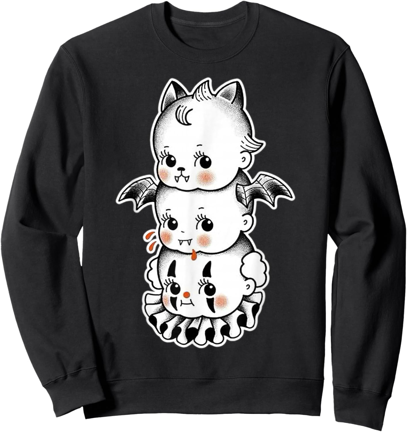 Kewpie Baby Spooky Vampire Clown Bat Sweatshirt - Sweatshirt | Black