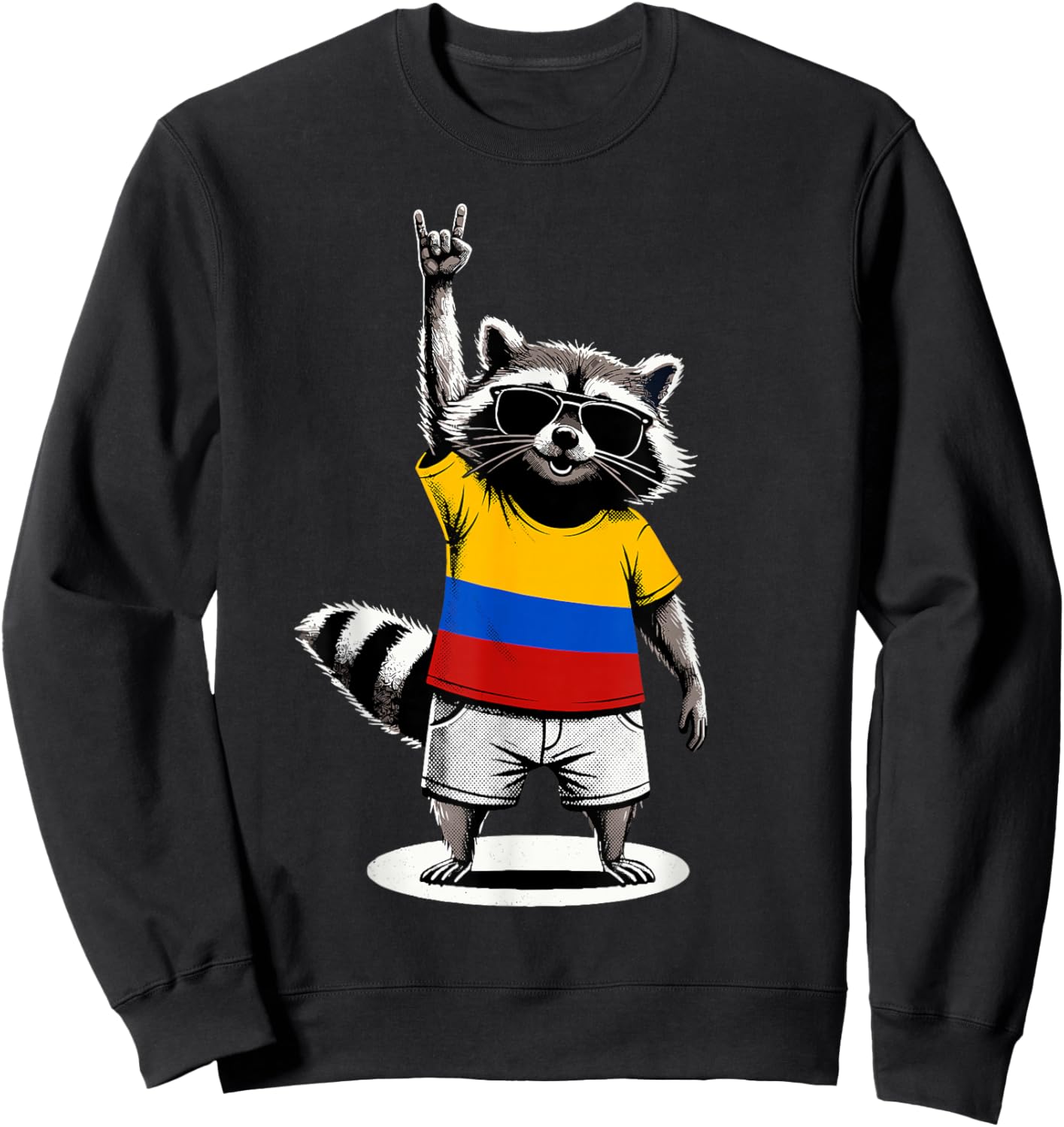 Kolumbianische Flagge Waschbär Lustig Kolumbien Sweatshirt - Sweatshirt | Black