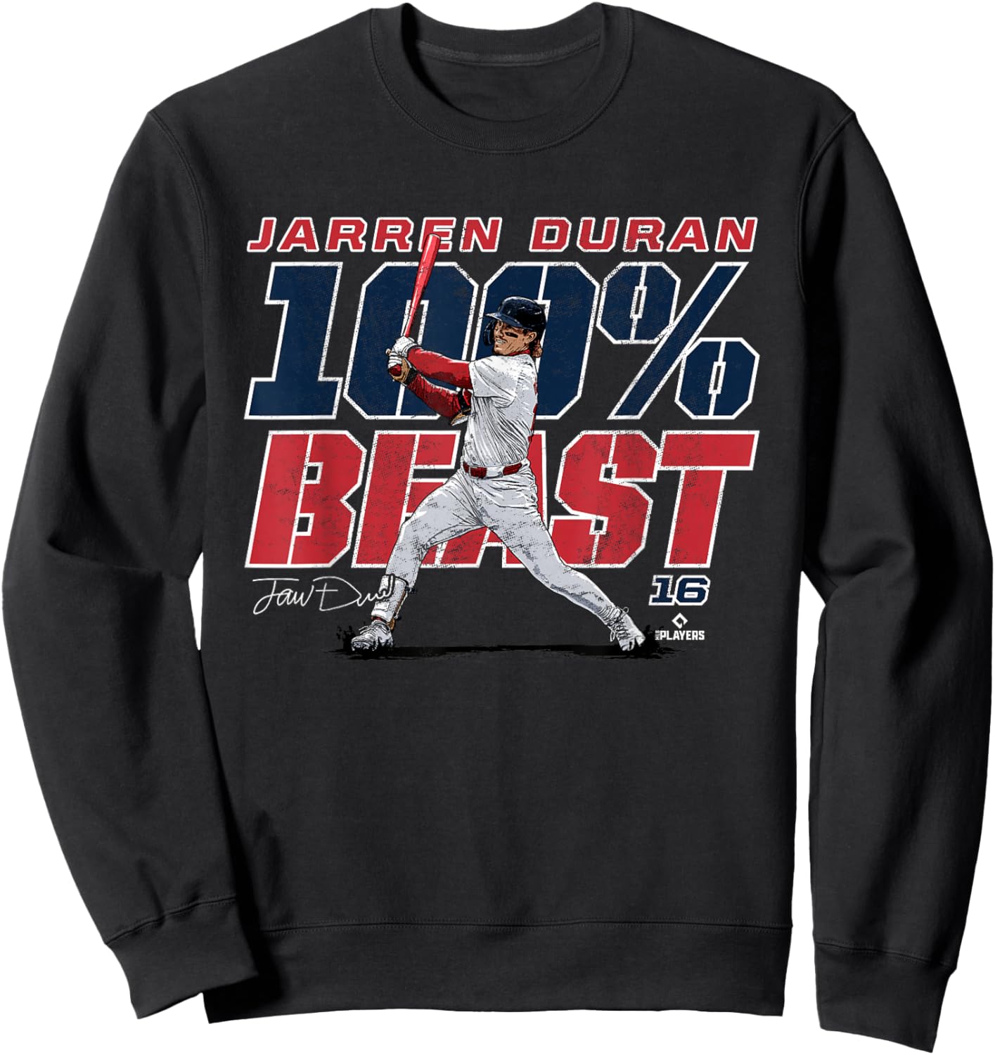 100% Beast Jarren Duran Boston MLBPA Sweatshirt - Sweatshirt | Black