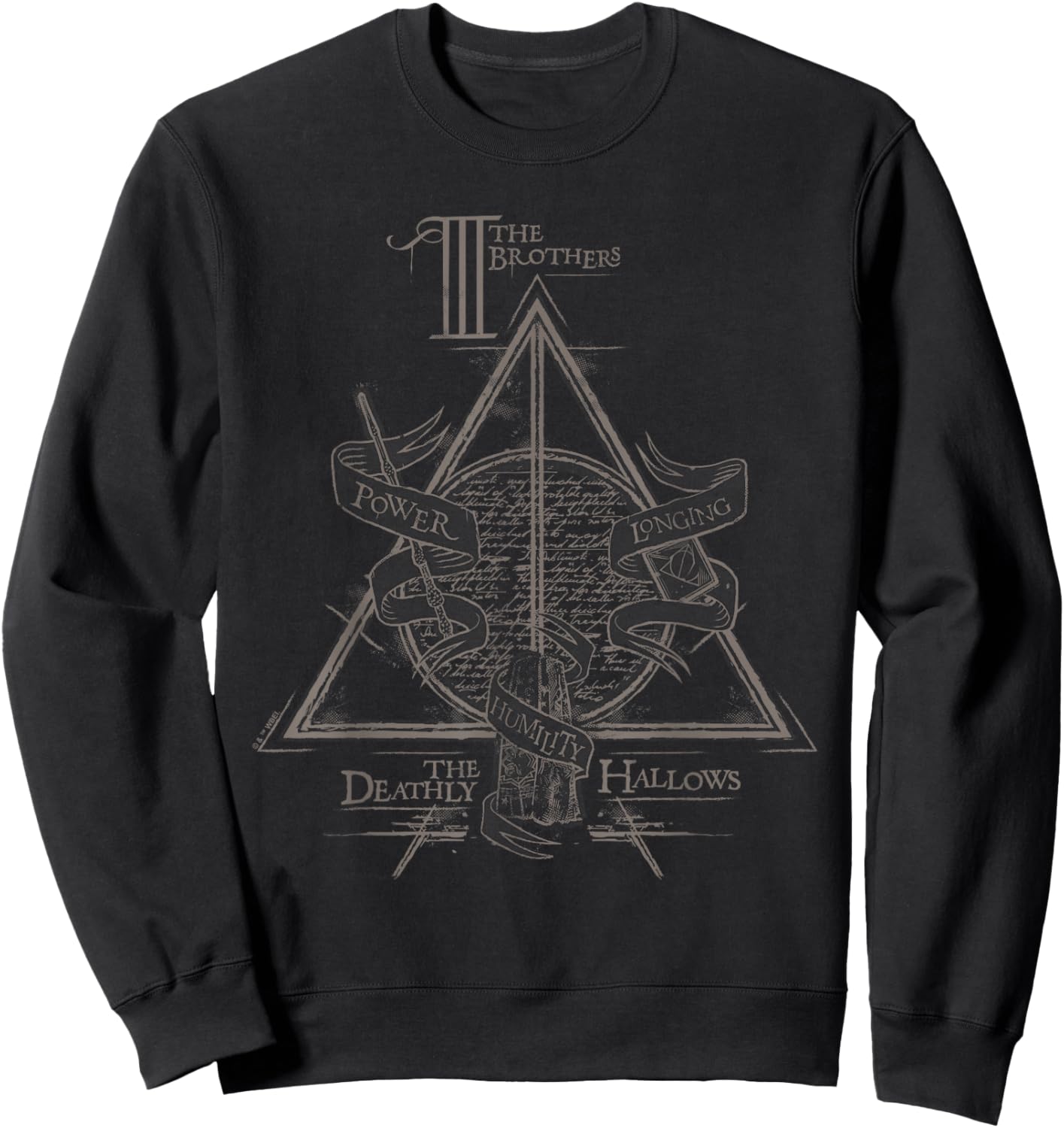 Harry Potter Black Three Brothers Deathly Hallows , , Small, Short Sleeve, Cotton 100% Sweatshirt - Sweatshirt | Black