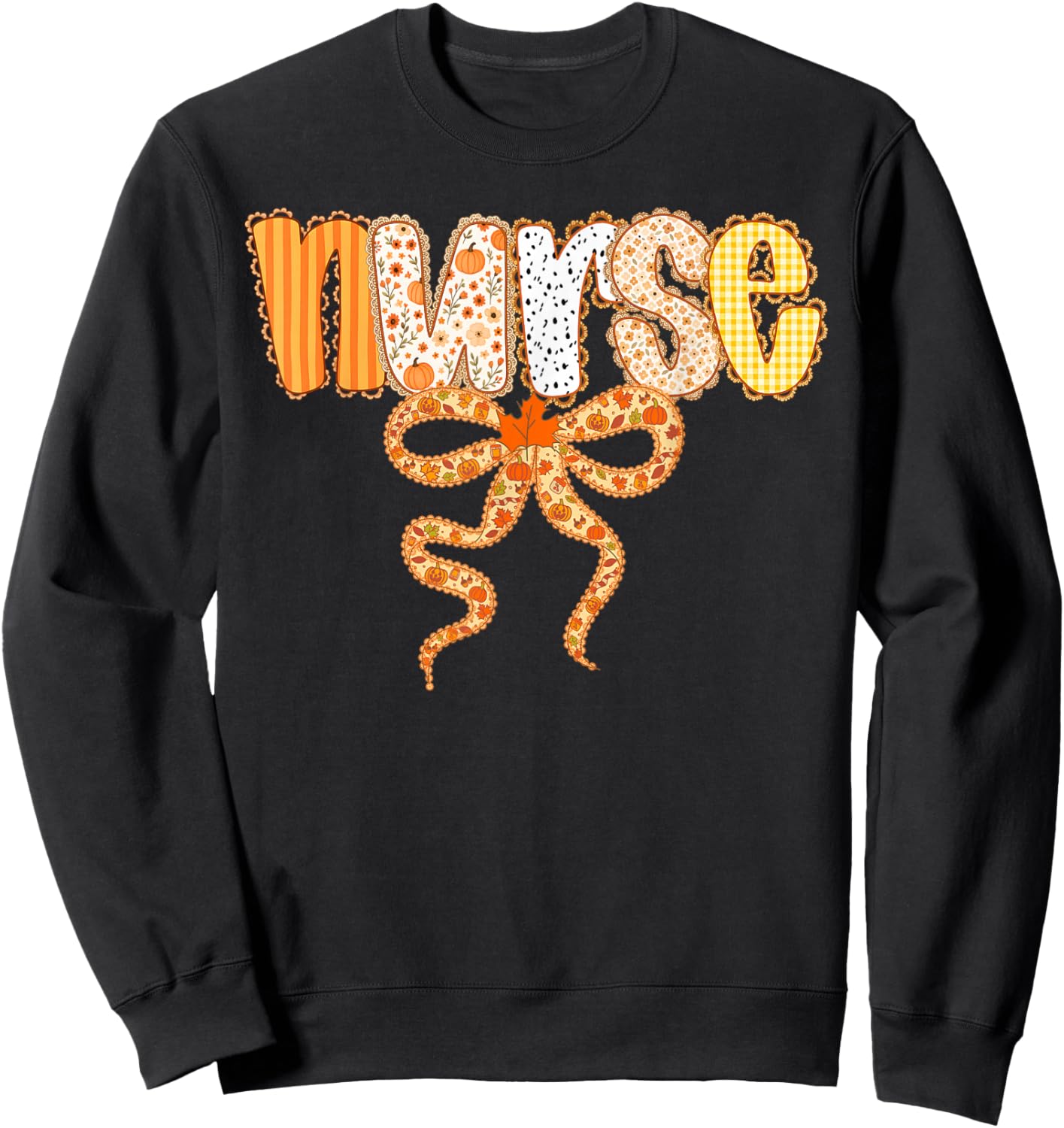 Thankful Nurse Fall Stethoscope Thanksgiving Nurse Women Sweatshirt - Sweatshirt | Black