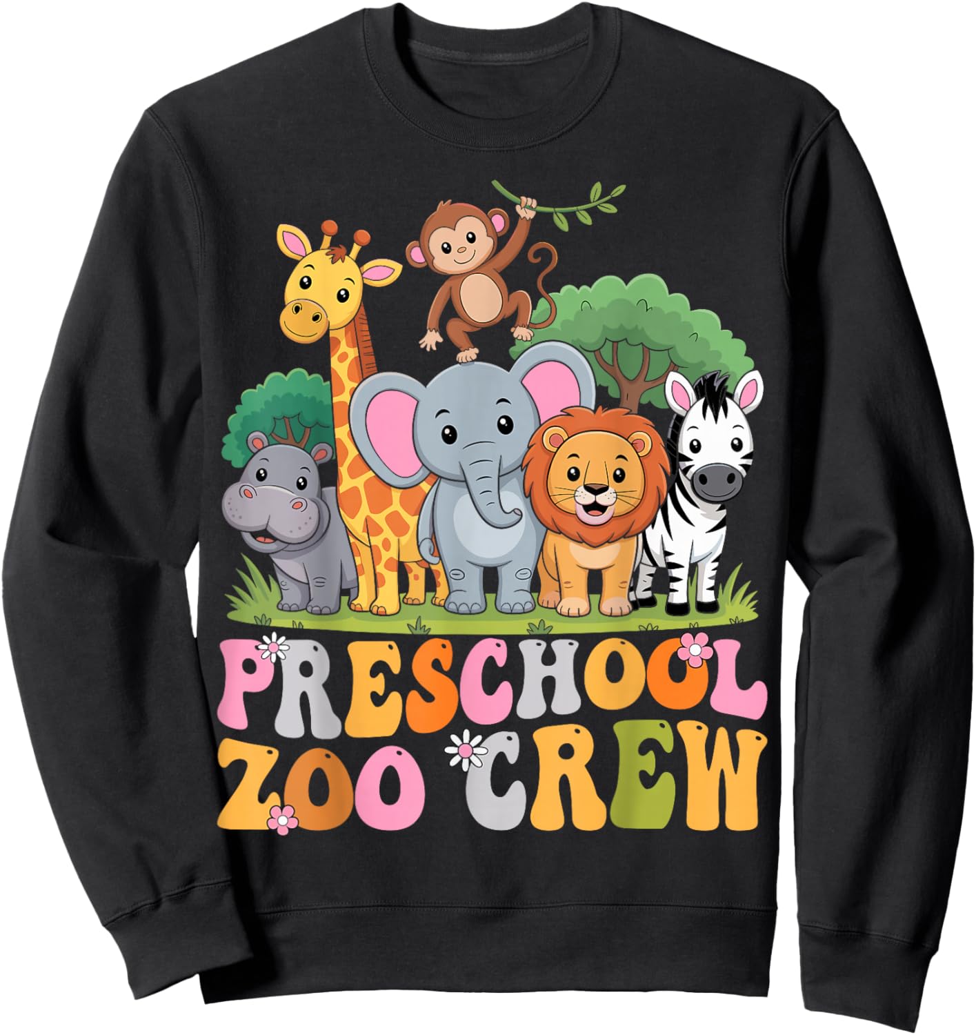 Preschool Zoo Crew Safari Animal Pre-K Teacher Student Sweatshirt - Sweatshirt | Black