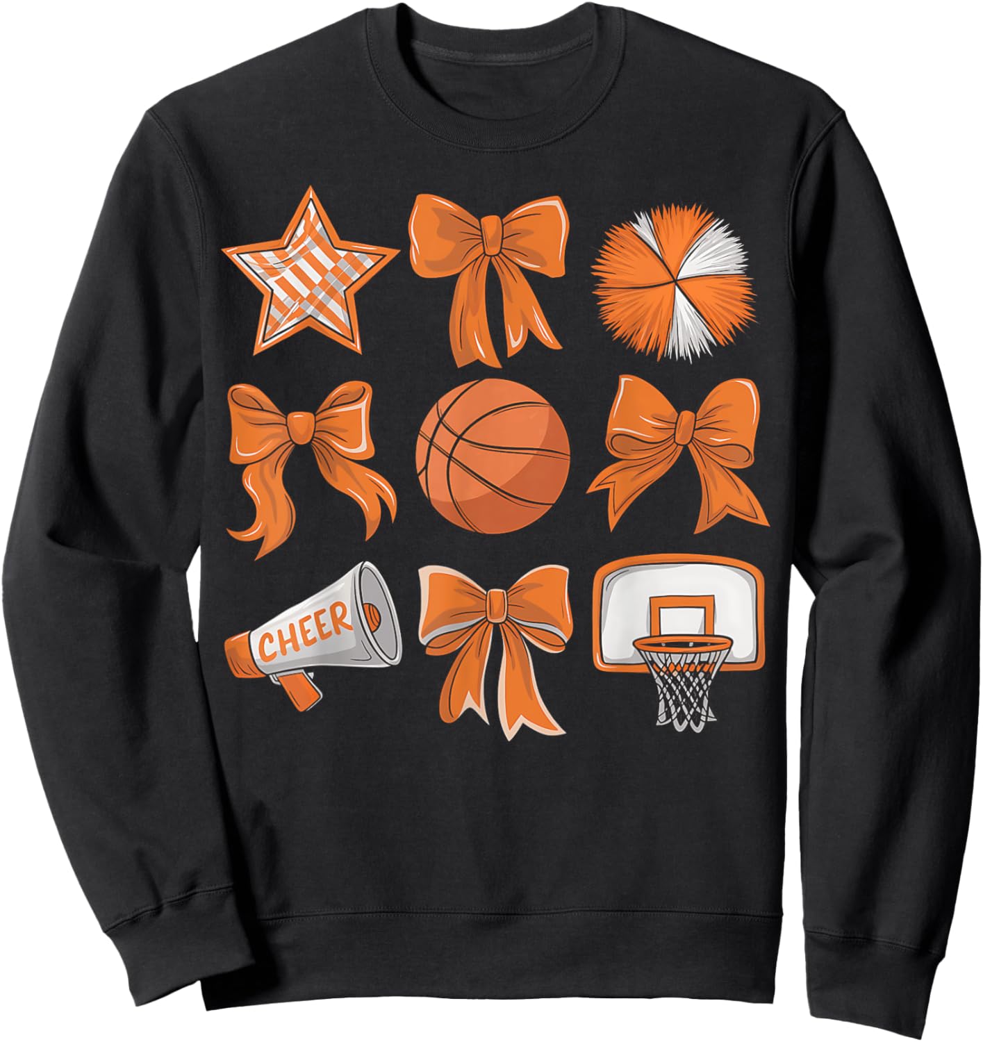 Basketball Coquette Bow Cheer Mom Game Day Women Girls Kids Sweatshirt - Sweatshirt | Black